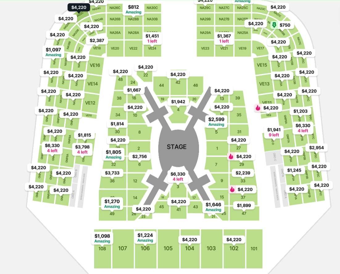 Ticket Map for Estadio GNP Seguros Mexico City (formerly Foro Sol)
