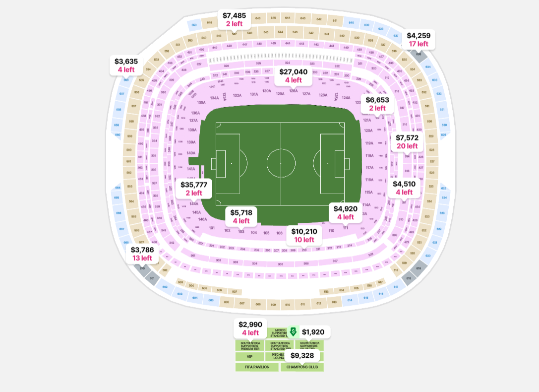 Ticket Map for Estadio Azteca (Estadio Banorte)