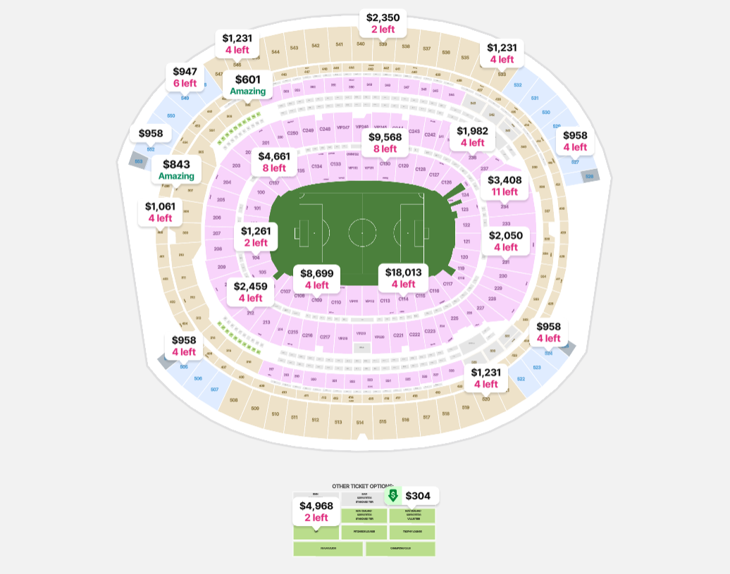 Ticket Map for SoFi Stadium