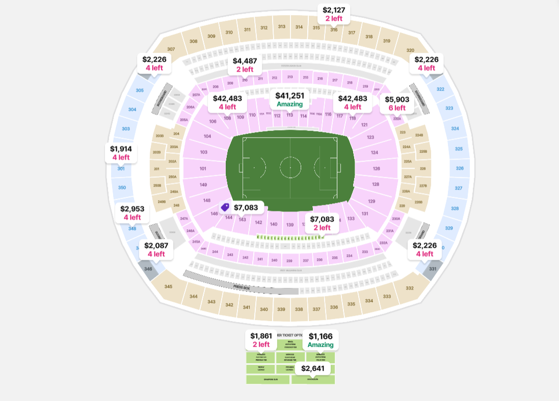 Ticket Map for MetLife Stadium
