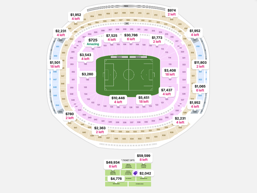 Ticket Map for NRG Stadium at NRG Park - Complex