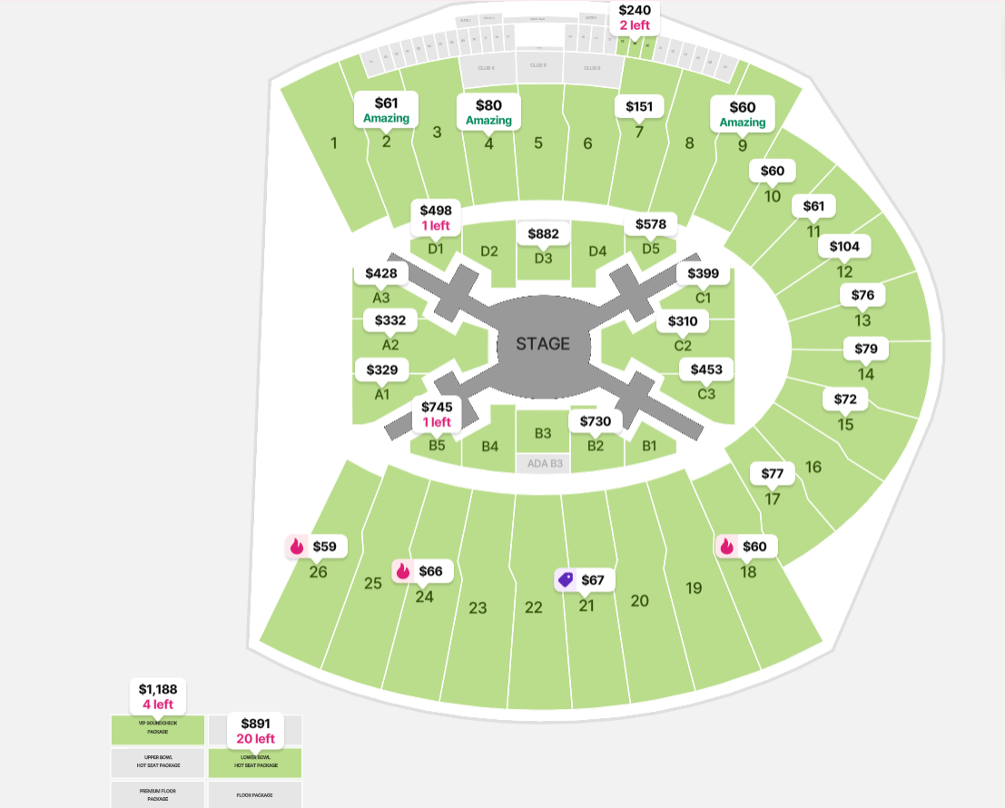 Ticket Map for Sun Bowl Stadium